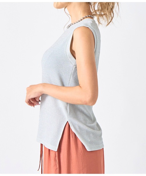 LATINA（ラティーナ）の「ラメ タンクトップ ノースリーブ Uネック（タンクトップ・レディース・シルバー・FREE）」の12枚目の写真