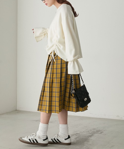 BONLECILL(ボンルシール)の「もちもちドロストリボンキャンディスリーブニット(ニット/セーター・レディース・チャコールグレー/オフホワイト/ブラック・FREE)」の10枚目の写真