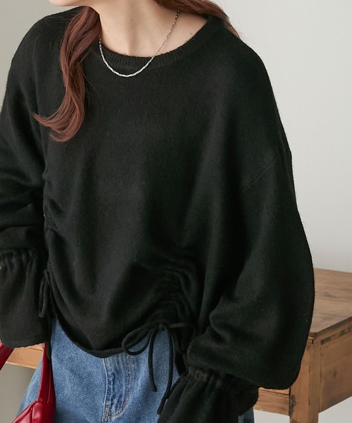 BONLECILL(ボンルシール)の「もちもちドロストリボンキャンディスリーブニット(ニット/セーター・レディース・チャコールグレー/オフホワイト/ブラック・FREE)」の20枚目の写真