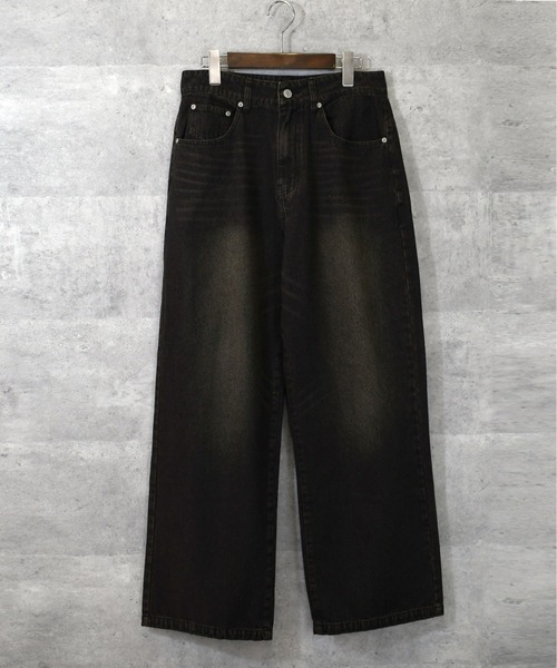 Ritzy（リッツィー）の「vintage like over dye loose fit denim pants/ヴィンテージ ライク オーバーダイ ルーズフィット デニムパンツ レディース メンズ（デニムパンツ・メンズ・ブラック系その他/ブラック系その他2/ブルー系その他2/ブルー系その他・M/L/XL）」の5枚目の写真
