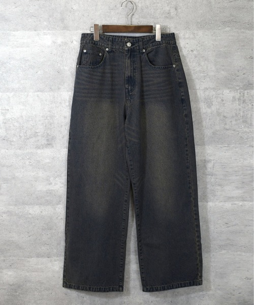 Ritzy（リッツィー）の「vintage like over dye loose fit denim pants/ヴィンテージ ライク オーバーダイ ルーズフィット デニムパンツ レディース メンズ（デニムパンツ・メンズ・ブラック系その他/ブラック系その他2/ブルー系その他2/ブルー系その他・M/L/XL）」の9枚目の写真