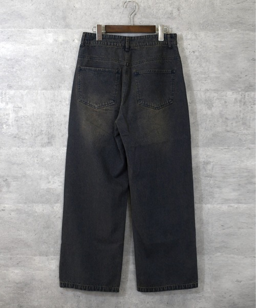 Ritzy（リッツィー）の「vintage like over dye loose fit denim pants/ヴィンテージ ライク オーバーダイ ルーズフィット デニムパンツ レディース メンズ（デニムパンツ・メンズ・ブラック系その他/ブラック系その他2/ブルー系その他2/ブルー系その他・M/L/XL）」の10枚目の写真