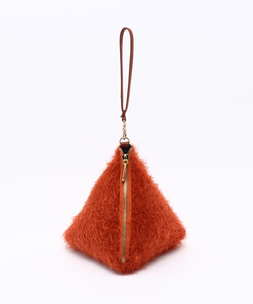 ROSE BUD（ローズバッド）の「(LL ACCESSORIES)B1948A SHAGGY SMALL PYRAMID BAG[結婚式＆パーティー]（ハンドバッグ・レディース・ダークグリーン/オレンジ/ブラック・ONE SIZE）」の3枚目の写真