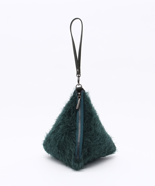 ROSE BUD（ローズバッド）の「(LL ACCESSORIES)B1948A SHAGGY SMALL PYRAMID BAG[結婚式＆パーティー]（ハンドバッグ・レディース・ダークグリーン/オレンジ/ブラック・ONE SIZE）」の2枚目の写真
