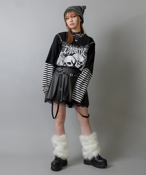 SPINNS（スピンズ）の「ファーレッグカバー（レッグウォーマー・レディース・ブラック/ホワイト・ONESIZE）」の20枚目の写真