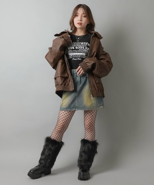 SPINNS（スピンズ）の「ファーレッグカバー（レッグウォーマー・レディース・ブラック/ホワイト・ONESIZE）」の9枚目の写真