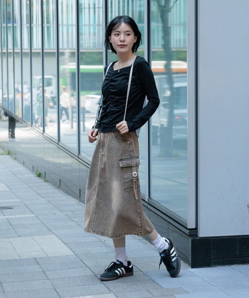 3.3 Field Trip （3.3フィールドトリップ）の「3.3 Field Trip／デニムカーゴロングスカート（デニムスカート・レディース・ブラック/ブルー・SMALL/MEDIUM）」の22枚目の写真