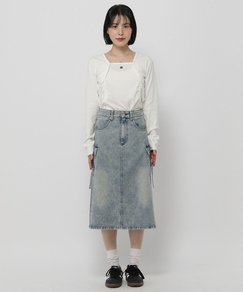 3.3 Field Trip （3.3フィールドトリップ）の「3.3 Field Trip／デニムカーゴロングスカート（デニムスカート・レディース・ブラック/ブルー・SMALL/MEDIUM）」の18枚目の写真