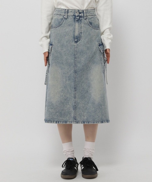 3.3 Field Trip （3.3フィールドトリップ）の「3.3 Field Trip／デニムカーゴロングスカート（デニムスカート・レディース・ブラック/ブルー・SMALL/MEDIUM）」の17枚目の写真