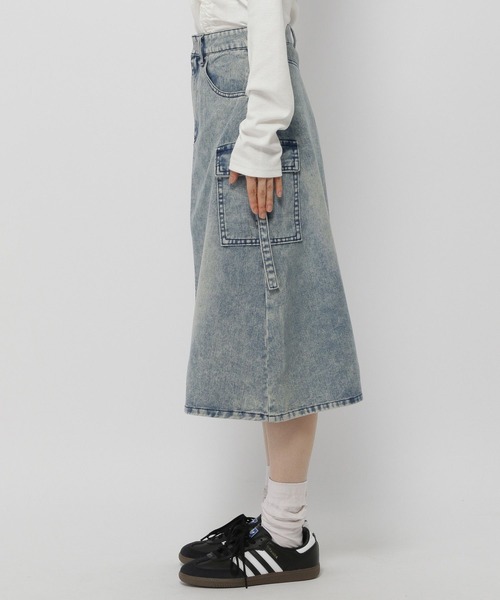 3.3 Field Trip （3.3フィールドトリップ）の「3.3 Field Trip／デニムカーゴロングスカート（デニムスカート・レディース・ブラック/ブルー・SMALL/MEDIUM）」の16枚目の写真