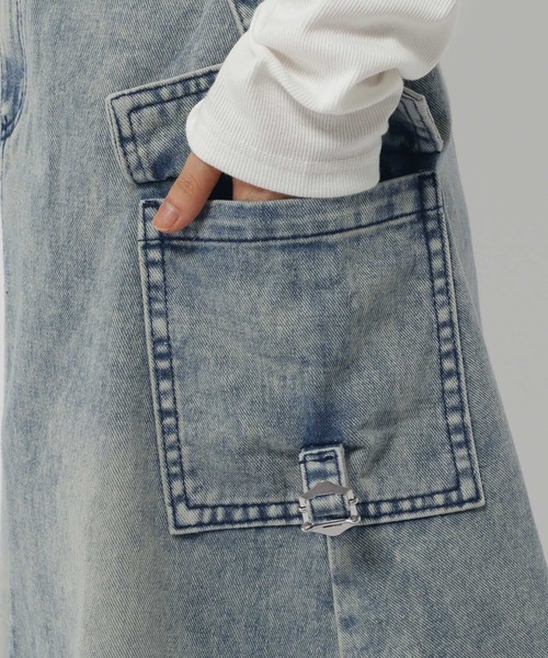 3.3 Field Trip （3.3フィールドトリップ）の「3.3 Field Trip／デニムカーゴロングスカート（デニムスカート・レディース・ブラック/ブルー・SMALL/MEDIUM）」の12枚目の写真