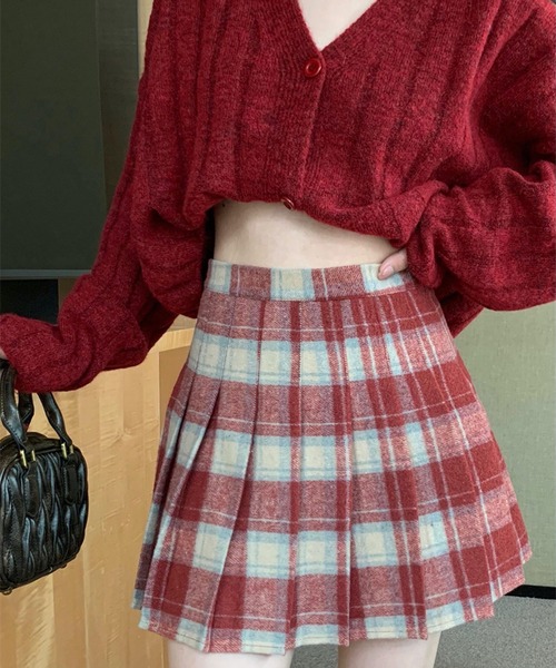 Nia（ニア）の「Nia(ニア)/レトロチェック　ミニプリーツスカート（スカート・レディース・ブラウン/レッド/ブラック・LARGE/SMALL/MEDIUM）」の10枚目の写真