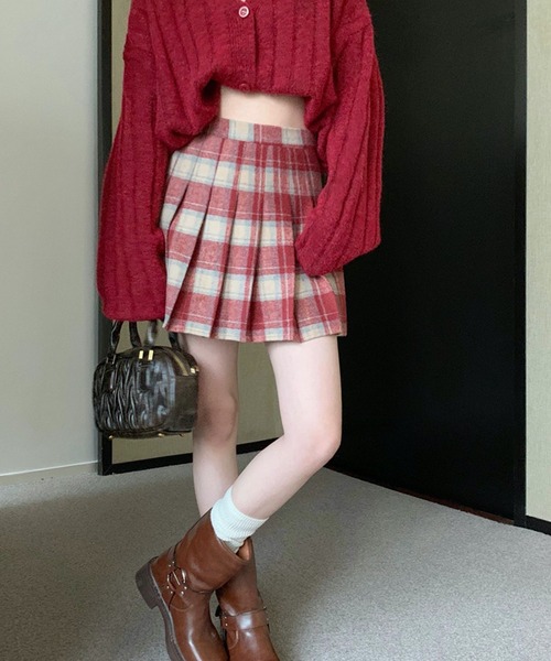 Nia（ニア）の「Nia(ニア)/レトロチェック　ミニプリーツスカート（スカート・レディース・ブラウン/レッド/ブラック・LARGE/SMALL/MEDIUM）」の13枚目の写真