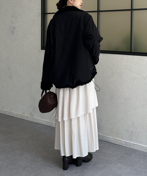 Thevon(ゼボン)の「ボアリバーシブルスタンドカラーブルゾン(ブルゾン・レディース・アイボリー/ブラック/ベージュ・FREE)」の19枚目の写真