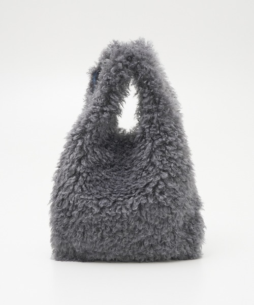 EARTH MADE(アースメイド)の「【WEB限定】【EARTH MADE】CURLY FUR MARCHEBAG ファーマルシェバッグ(トートバッグ・レディース・チャコールグレー/ベージュ・フリー)」の5枚目の写真