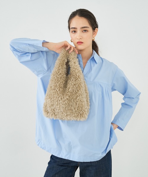 EARTH MADE(アースメイド)の「【WEB限定】【EARTH MADE】CURLY FUR MARCHEBAG ファーマルシェバッグ(トートバッグ・レディース・チャコールグレー/ベージュ・フリー)」の11枚目の写真