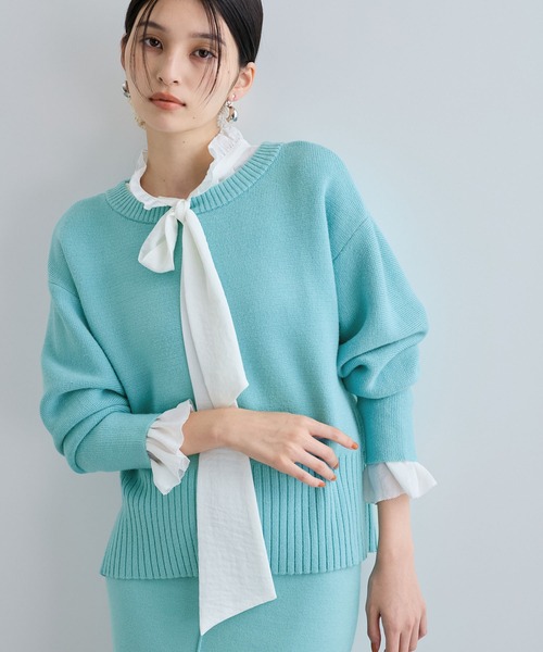 VIS（ビス）の「【セットアップ対応】もちっとニットミラノリブプルオーバー（ニット/セーター・レディース・グレー/オフホワイト/サックスブルー・FREE）」の3枚目の写真