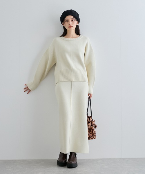 VIS（ビス）の「【セットアップ対応】もちっとニットミラノリブプルオーバー（ニット/セーター・レディース・グレー/オフホワイト/サックスブルー・FREE）」の6枚目の写真