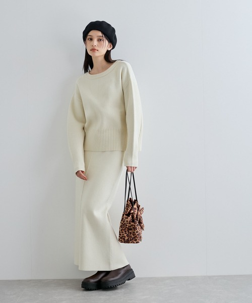 VIS（ビス）の「【セットアップ対応】もちっとニットミラノリブプルオーバー（ニット/セーター・レディース・グレー/オフホワイト/サックスブルー・FREE）」の7枚目の写真