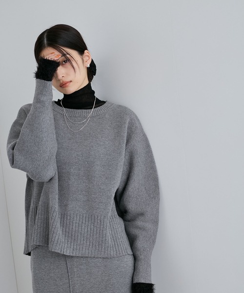 VIS（ビス）の「【セットアップ対応】もちっとニットミラノリブプルオーバー（ニット/セーター・レディース・グレー/オフホワイト/サックスブルー・FREE）」の8枚目の写真