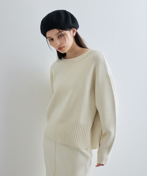 VIS（ビス）の「【セットアップ対応】もちっとニットミラノリブプルオーバー（ニット/セーター・レディース・グレー/オフホワイト/サックスブルー・FREE）」の4枚目の写真