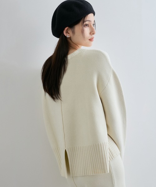 VIS（ビス）の「【セットアップ対応】もちっとニットミラノリブプルオーバー（ニット/セーター・レディース・グレー/オフホワイト/サックスブルー・FREE）」の5枚目の写真