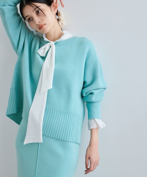 VIS（ビス）の「【セットアップ対応】もちっとニットミラノリブプルオーバー（ニット/セーター・レディース・グレー/オフホワイト/サックスブルー・FREE）」の13枚目の写真