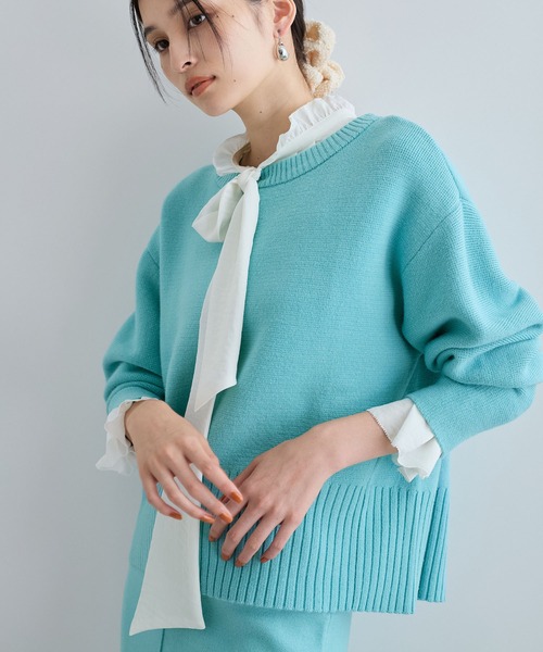 VIS（ビス）の「【セットアップ対応】もちっとニットミラノリブプルオーバー（ニット/セーター・レディース・グレー/オフホワイト/サックスブルー・FREE）」の14枚目の写真