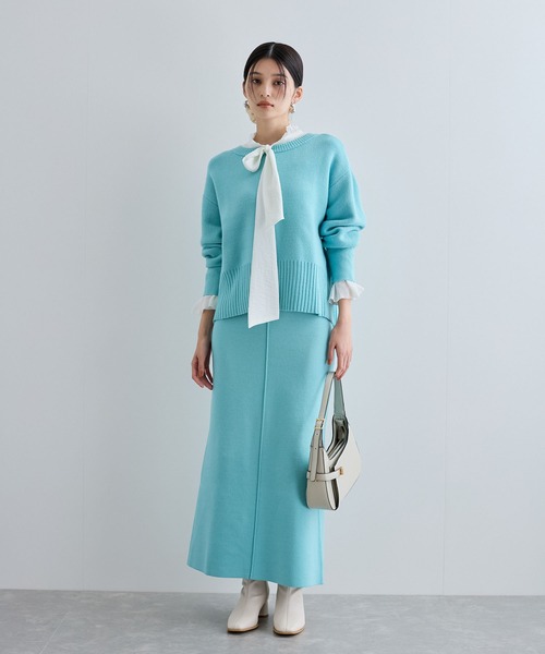 VIS（ビス）の「【セットアップ対応】もちっとニットミラノリブプルオーバー（ニット/セーター・レディース・グレー/オフホワイト/サックスブルー・FREE）」の16枚目の写真