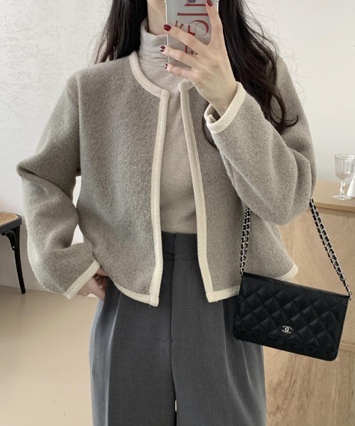 FREE STYLISTS(フリー スタイリスト)の「YUGA_YGMC ノーカラーショートジャケット(ノーカラージャケット・レディース・オフホワイト/ベージュ/ライトグリーン・FREE)」の11枚目の写真