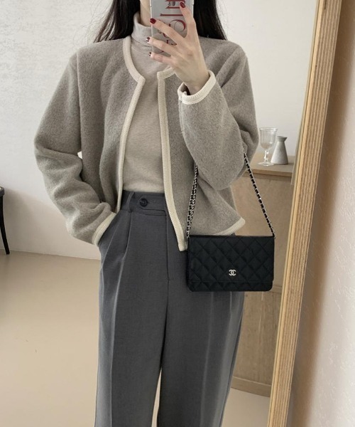 FREE STYLISTS(フリー スタイリスト)の「YUGA_YGMC ノーカラーショートジャケット(ノーカラージャケット・レディース・オフホワイト/ベージュ/ライトグリーン・FREE)」の12枚目の写真