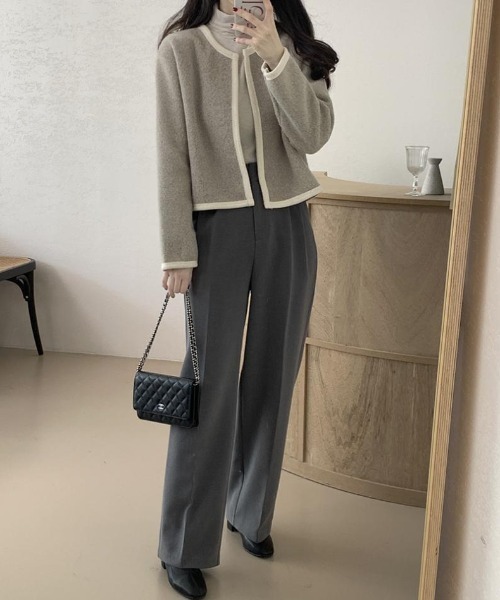 FREE STYLISTS(フリー スタイリスト)の「YUGA_YGMC ノーカラーショートジャケット(ノーカラージャケット・レディース・オフホワイト/ベージュ/ライトグリーン・FREE)」の13枚目の写真