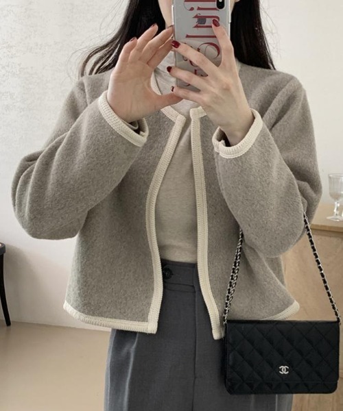 FREE STYLISTS(フリー スタイリスト)の「YUGA_YGMC ノーカラーショートジャケット(ノーカラージャケット・レディース・オフホワイト/ベージュ/ライトグリーン・FREE)」の20枚目の写真