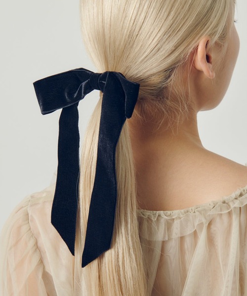 セール】【GOLDY】ベロア ロング レングス リボン ヘアカフ 6240807