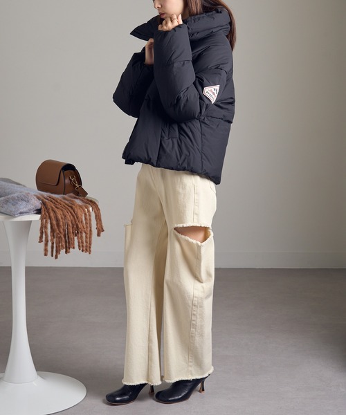 Pyrenex（ピレネックス）の「【Pyrenex】HARMONIE CROP HWY044P スタンドカラー ダウンジャケット（ダウンジャケット/コート・レディース・ブラック/カーキ/アイボリー・36/34/38/40）」の11枚目の写真