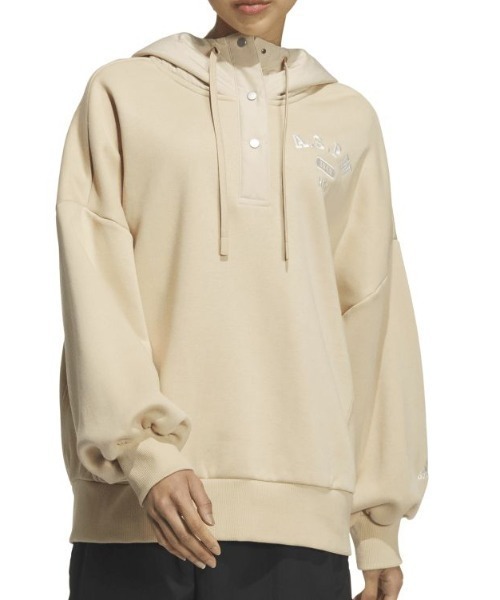 adidas（アディダス）の「アディダス adidas W CLG 裏起毛 スウェットフーディ（スウェット・レディース・バーガンディー/ブラック/ベージュ・M/L/S/XL）」の3枚目の写真