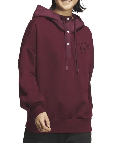 adidas（アディダス）の「アディダス adidas W CLG 裏起毛 スウェットフーディ（スウェット・レディース・バーガンディー/ブラック/ベージュ・M/L/S/XL）」の5枚目の写真