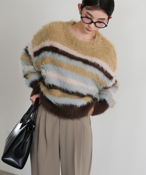 セール】マルチボーダーシャギーニット（ニット/セーター）｜select