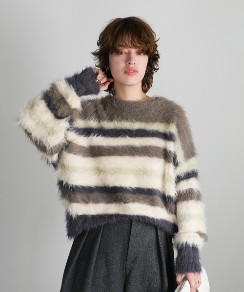 SNIDEL◆24SS/シャギーニット/ニット・セーター(厚手)/one/ポリエステル/SWNT245100 Amazon | [スナイデル] シャギーニットプルオーバー SWNT245100