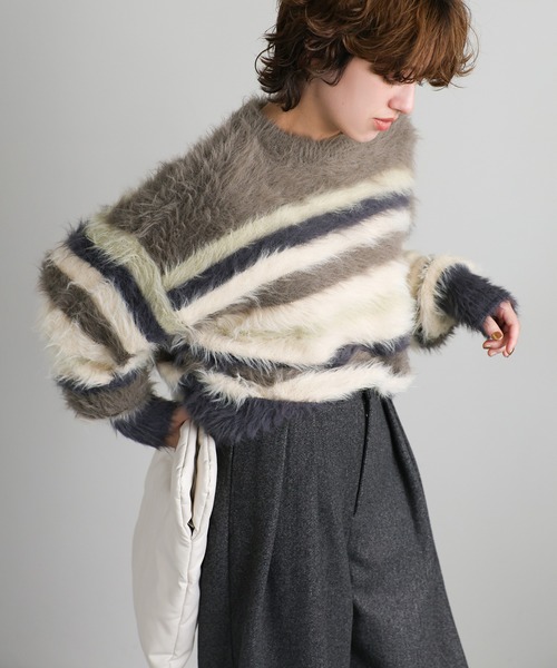 セール】マルチボーダーシャギーニット（ニット/セーター）｜select