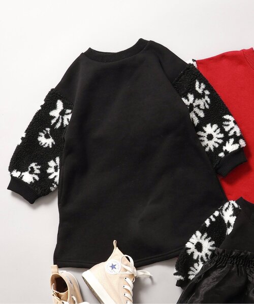 BREEZE（ブリーズ）の「【リンク】袖ボアワンピース（ワンピース・キッズ・ベージュ/レッド/ブラック・80/90/100/110/120/130/140）」の2枚目の写真