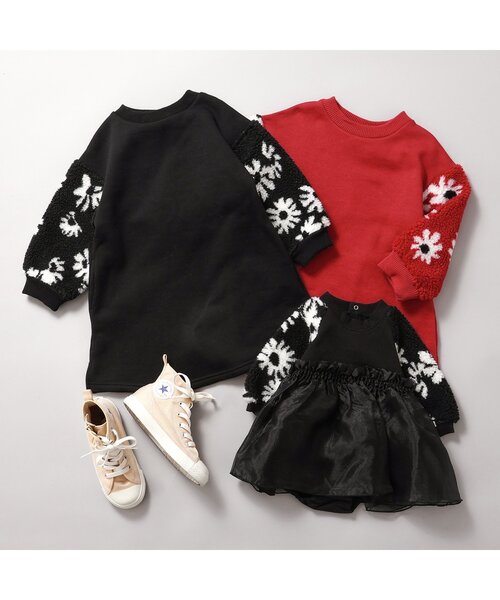 BREEZE（ブリーズ）の「【リンク】袖ボアワンピース（ワンピース・キッズ・ベージュ/レッド/ブラック・80/90/100/110/120/130/140）」の9枚目の写真