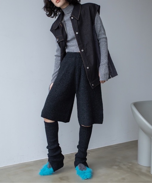 VACANCY（ヴァカンシー）の「スリット2wayリブニットパンツ/新色追加（その他パンツ・レディース・ボルドー/グレー/ブラック/オレンジ・FREE）」の10枚目の写真