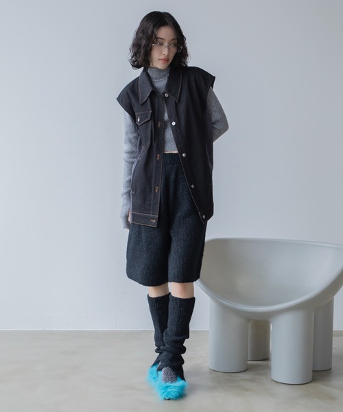 VACANCY（ヴァカンシー）の「スリット2wayリブニットパンツ/新色追加（その他パンツ・レディース・ボルドー/グレー/ブラック/オレンジ・FREE）」の12枚目の写真