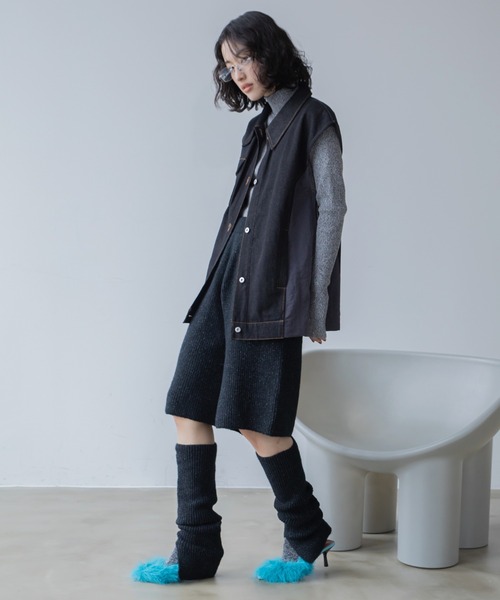 VACANCY（ヴァカンシー）の「スリット2wayリブニットパンツ/新色追加（その他パンツ・レディース・ボルドー/グレー/ブラック/オレンジ・FREE）」の13枚目の写真