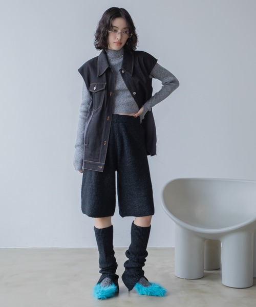 VACANCY（ヴァカンシー）の「スリット2wayリブニットパンツ/新色追加（その他パンツ・レディース・ボルドー/グレー/ブラック/オレンジ・FREE）」の14枚目の写真