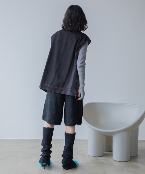 VACANCY（ヴァカンシー）の「スリット2wayリブニットパンツ/新色追加（その他パンツ・レディース・ボルドー/グレー/ブラック/オレンジ・FREE）」の15枚目の写真