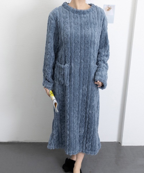 Miniministore（ミニミニストア）の「フリースワンピースパジャマ 冬レディース（ルームウェア/パジャマ・レディース・ラベンダー/モカ/ホワイト/ダークグレー/ブルーグレー/ピンク・FREE）」の13枚目の写真
