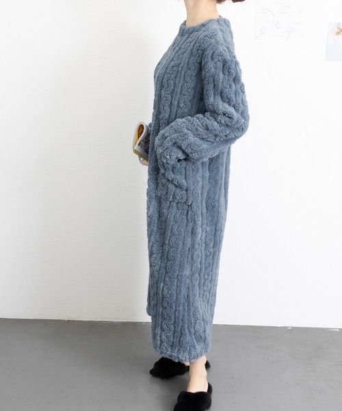 Miniministore（ミニミニストア）の「フリースワンピースパジャマ 冬レディース（ルームウェア/パジャマ・レディース・ラベンダー/モカ/ホワイト/ダークグレー/ブルーグレー/ピンク・FREE）」の14枚目の写真
