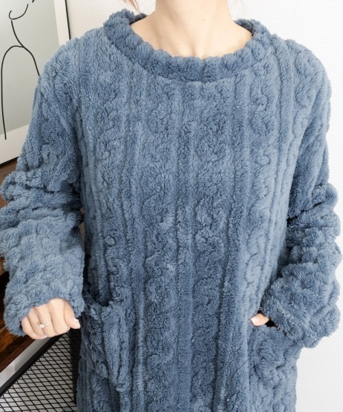 Miniministore（ミニミニストア）の「フリースワンピースパジャマ 冬レディース（ルームウェア/パジャマ・レディース・ラベンダー/モカ/ホワイト/ダークグレー/ブルーグレー/ピンク・FREE）」の16枚目の写真